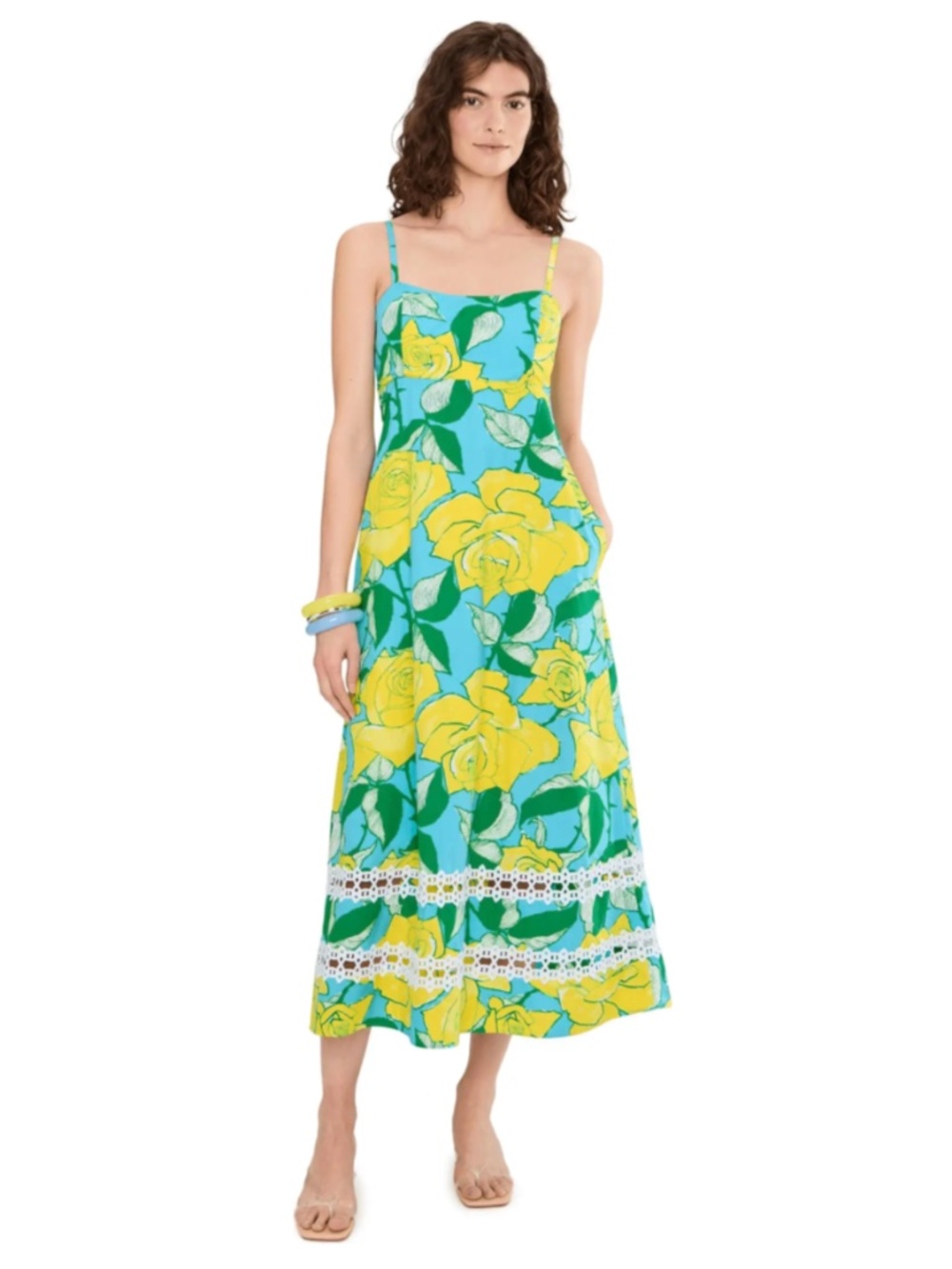 Lilly Pulitzer Haliey Midi Dress in Blue Curacao Rose Bud Size 6 (New With Tags)